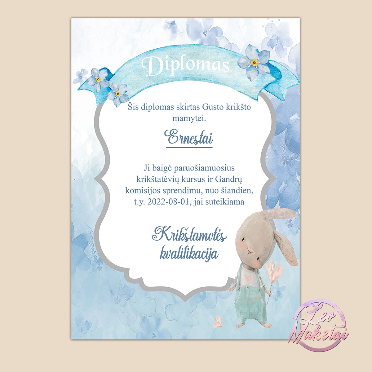 Krikštynų diplomai 0003 Krikštynų diplomas