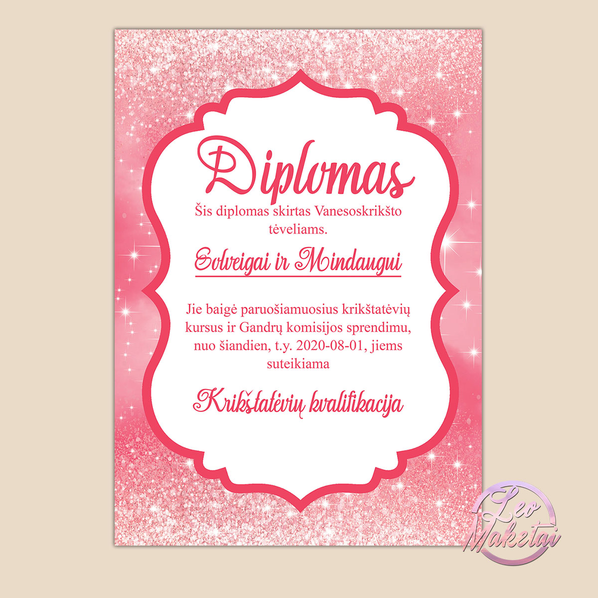 Krikštynų diplomai 0008 Krikštynų diplomas