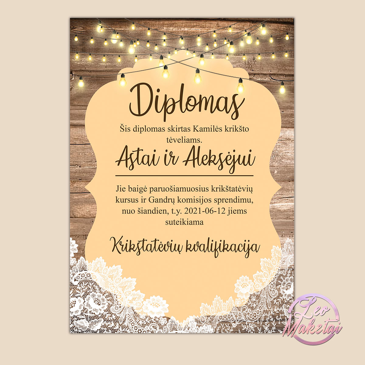 Krikštynų diplomai 0010 Krikštynų diplomas