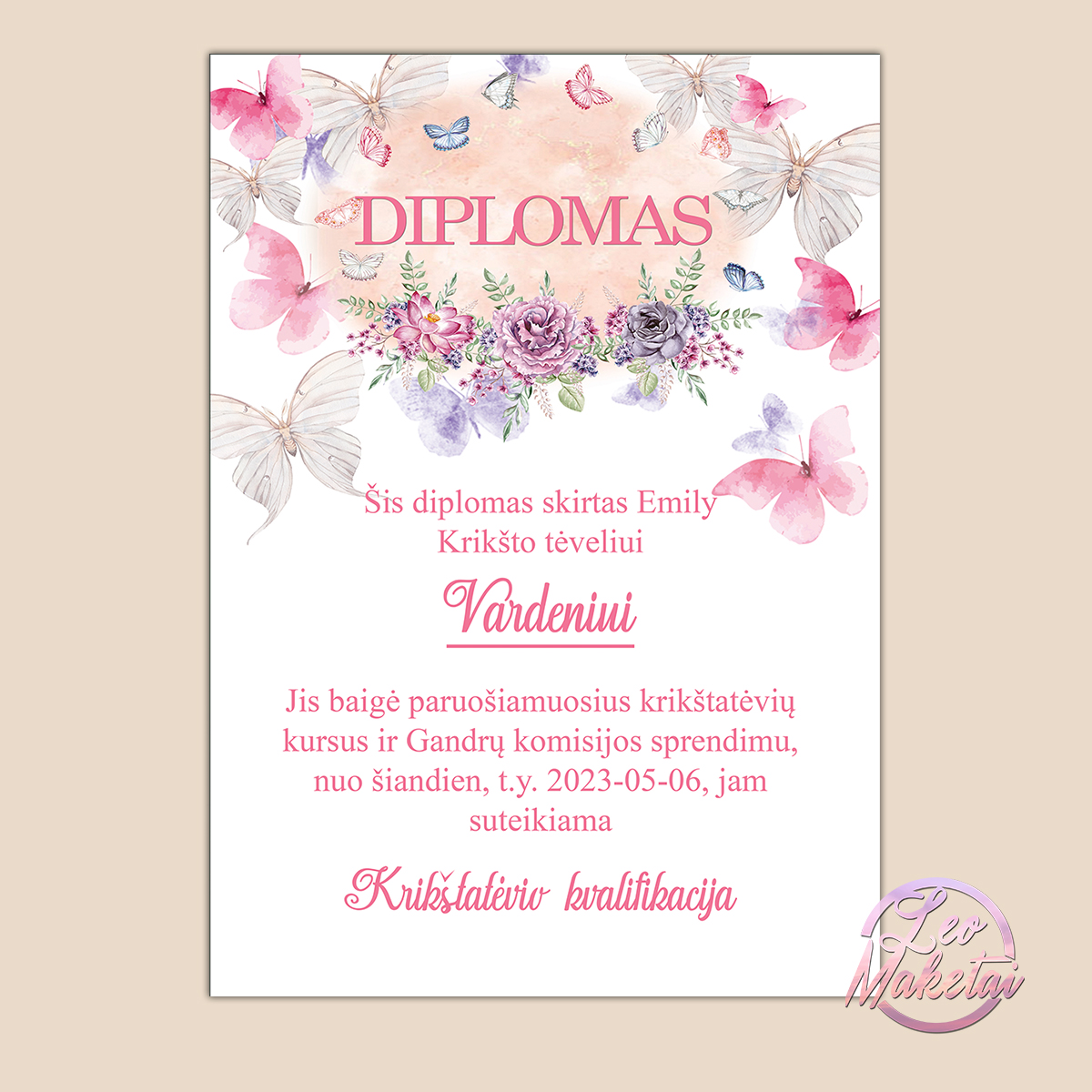 Krikštynų diplomai 0011 Krikštynų diplomas